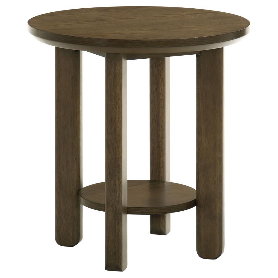 Ottowa 2-Piece Round Wood Coffee Table Set Brown
