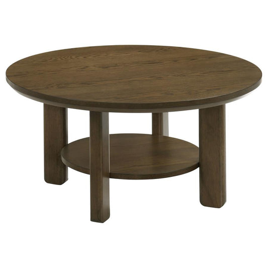 Ottowa 35-Inch Round Wood Cocktail Coffee Table Brown
