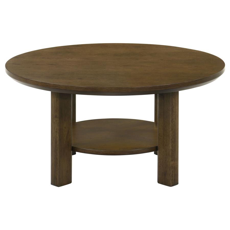 Ottowa 35-Inch Round Wood Cocktail Coffee Table Brown