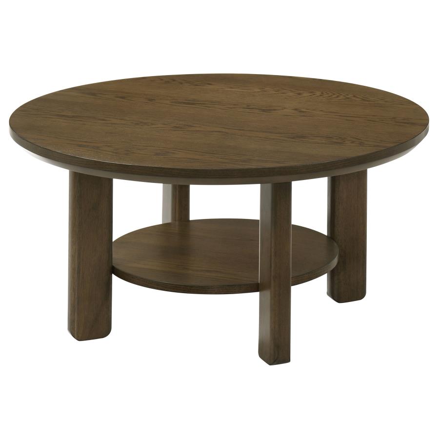Ottowa 35-Inch Round Wood Cocktail Coffee Table Brown