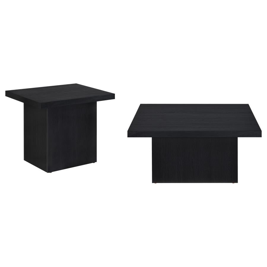 Devar 2-Piece Square Cocktail Coffee End Table Set Black