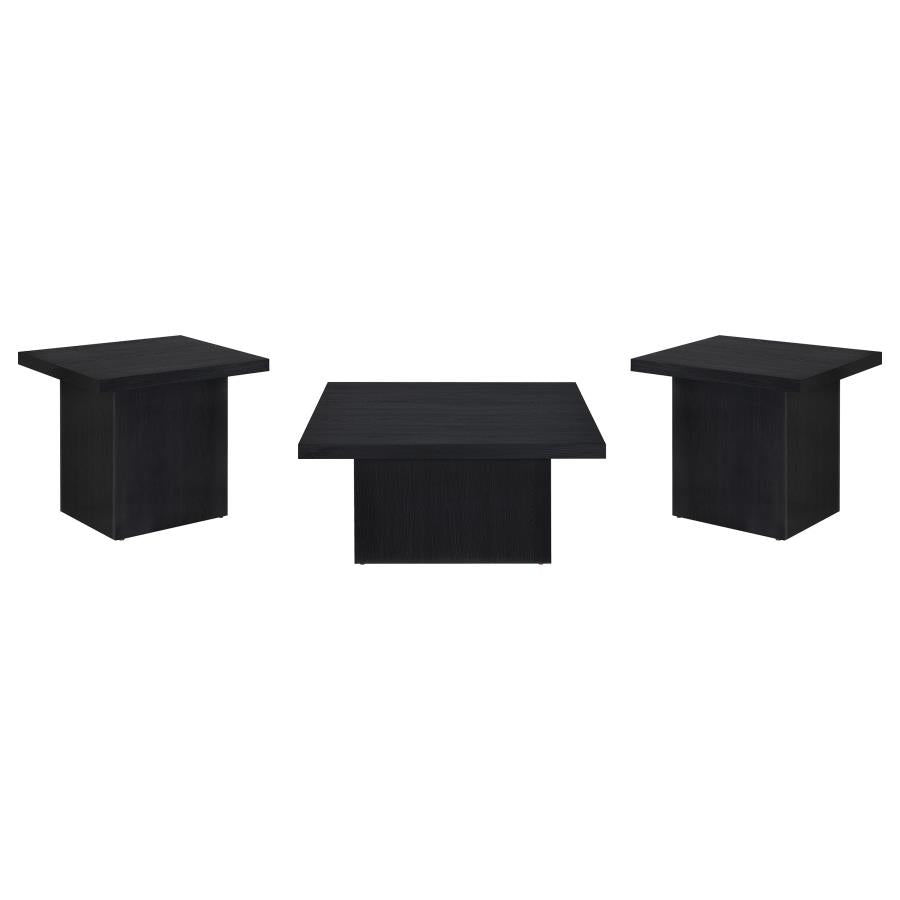 Devar 3-Piece Square Cocktail Coffee End Table Set Black