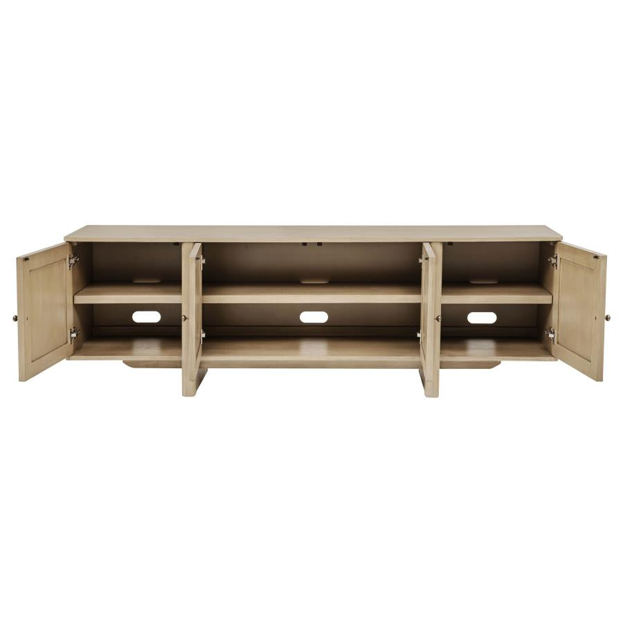Kailani 79-Inch 4-Door Cane Tv Stand Media Console Beige Oak