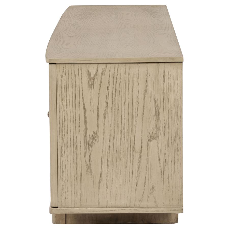 Kailani 79-Inch 4-Door Cane Tv Stand Media Console Beige Oak