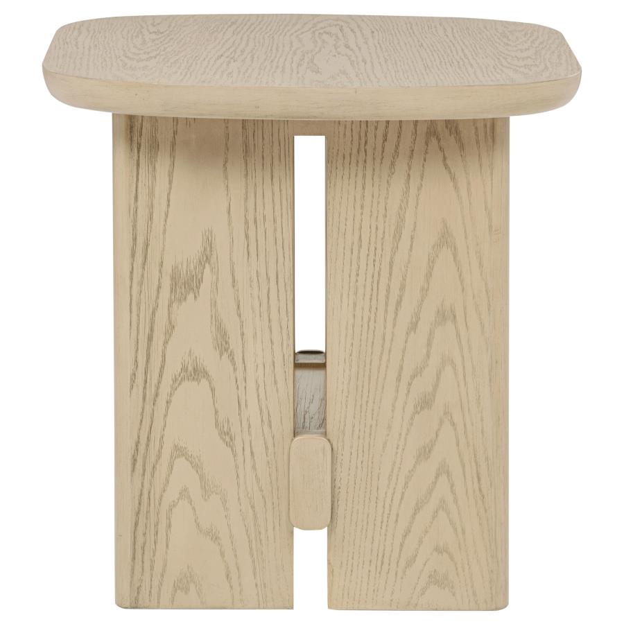 Kailani 2-Piece Coastal Coffee And End Table Set Beige Oak