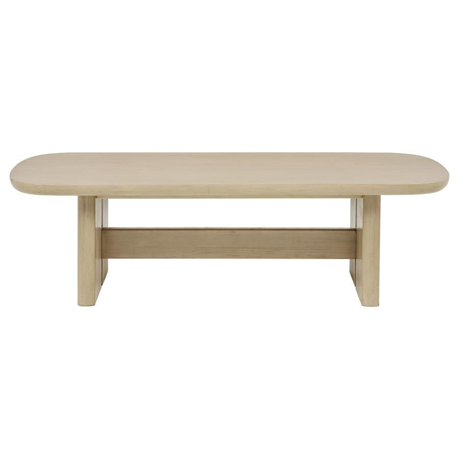 Kailani 3-Piece Coastal Coffee And End Table Set Beige Oak
