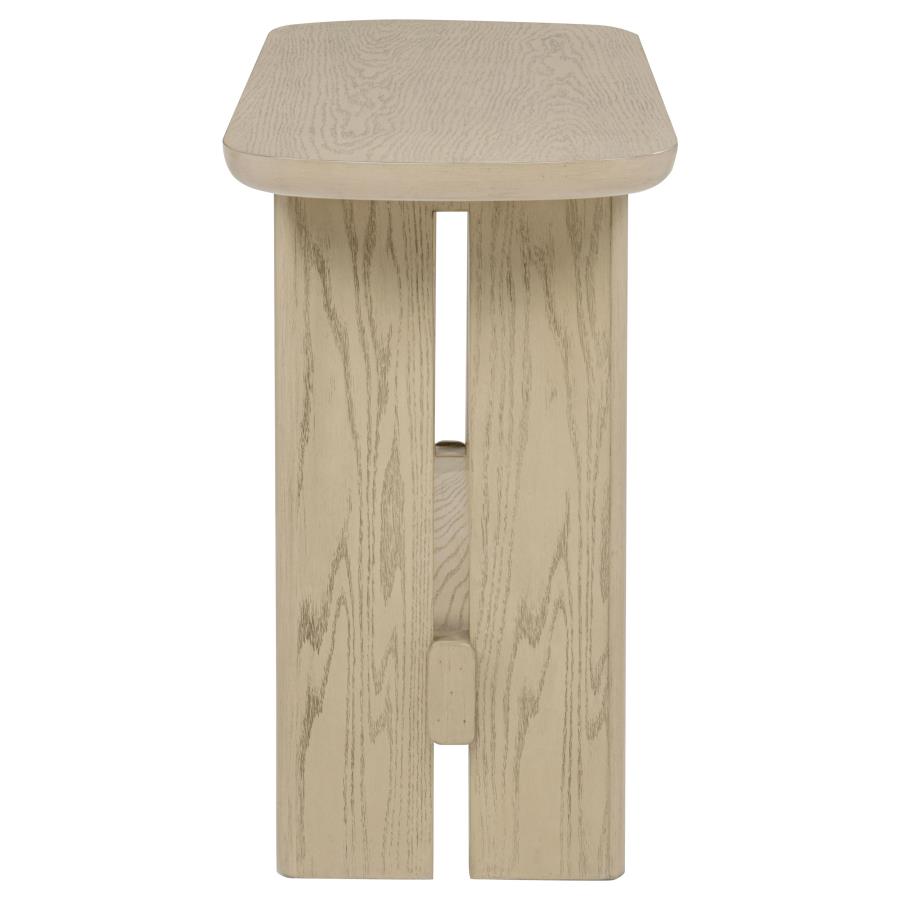 Kailani Coastal Sofa Console Table With Shelf Beige Oak