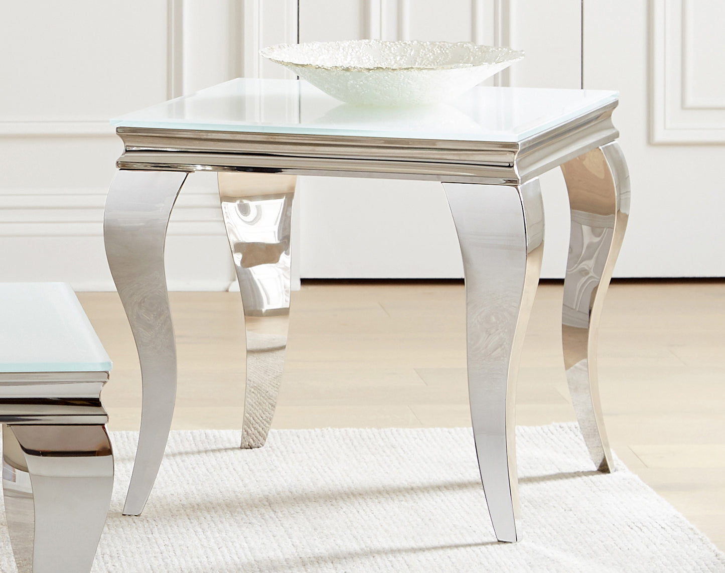 Carone Square End Table White and Chrome