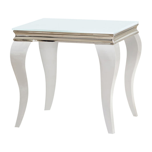 Carone Square End Table White and Chrome