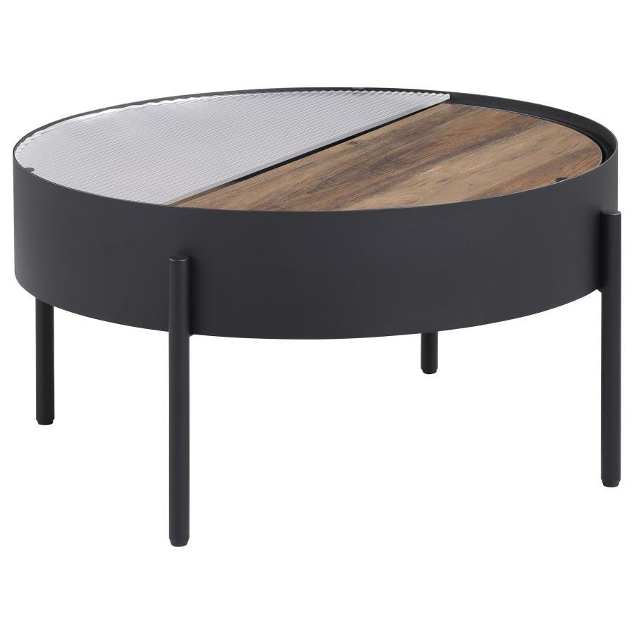 Ozella 2-Piece Round Coffee And End Table Set Sandy Black