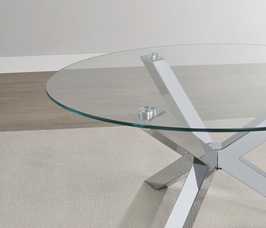 Kenzie 2-Piece Round Coffee And End Table Set Chrome