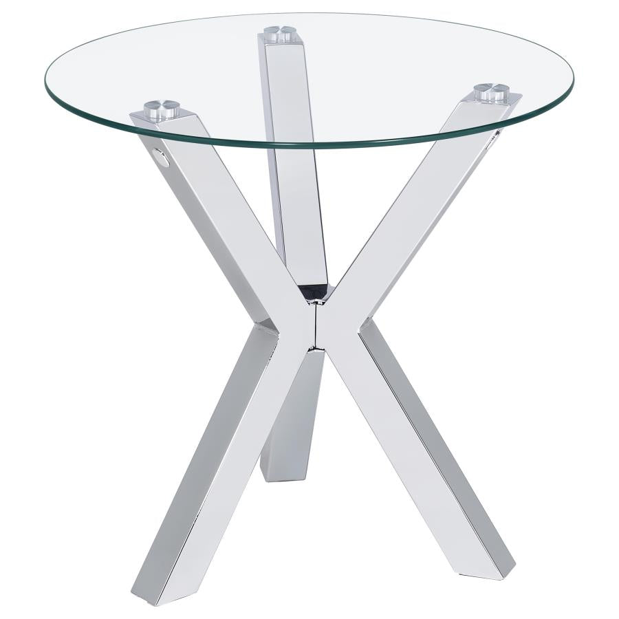 Kenzie 3-Piece Round Coffee And End Table Set Chrome