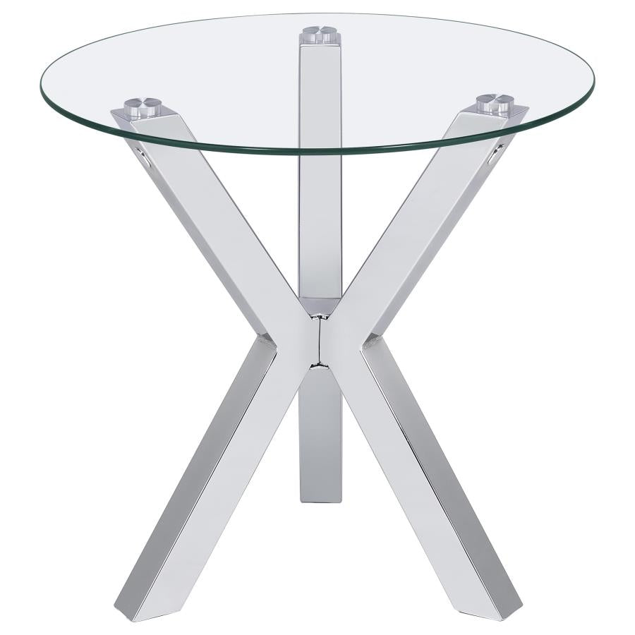 Kenzie 3-Piece Round Coffee And End Table Set Chrome