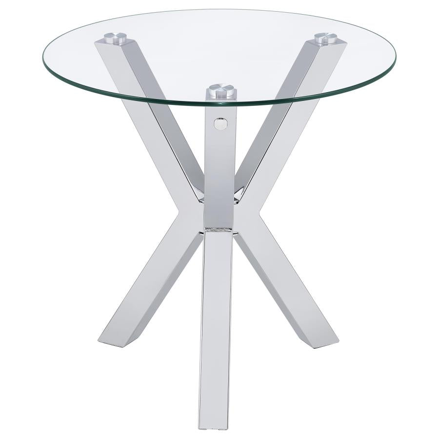 Kenzie 3-Piece Round Coffee And End Table Set Chrome