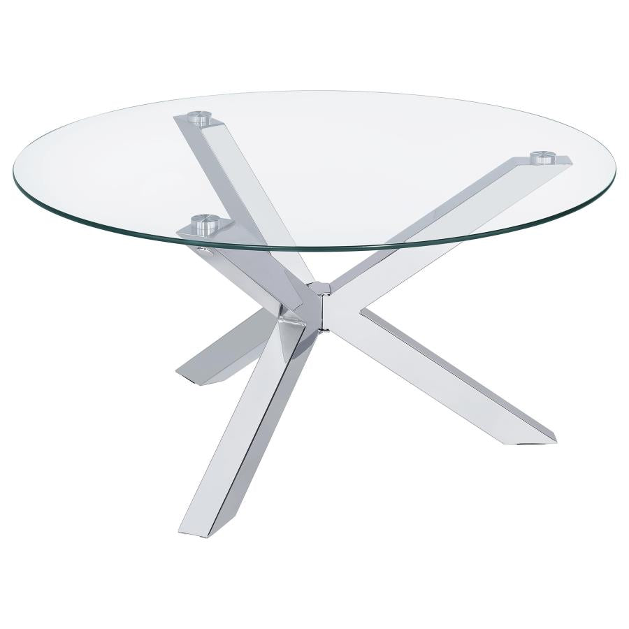 Kenzie 3-Piece Round Coffee And End Table Set Chrome