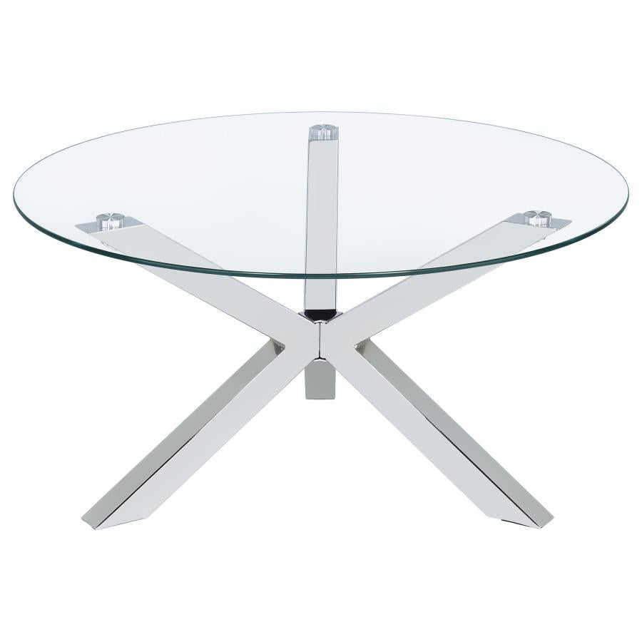Kenzie 3-Piece Round Coffee And End Table Set Chrome