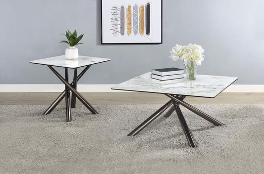Carvell 2-Piece Square Coffee And End Table Set Mirage White