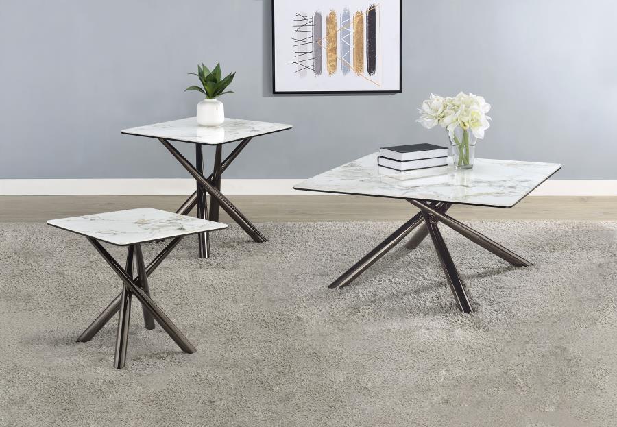 Carvell 3-Piece Square Coffee And End Table Set Mirage White