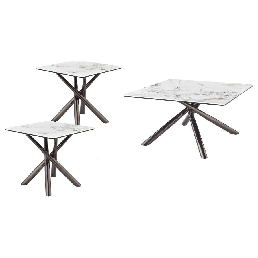 Carvell 3-Piece Square Coffee And End Table Set Mirage White