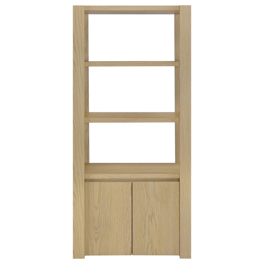 Laurelton 3-Shelf Media Tower Tall Pier Cabinet Light Oak