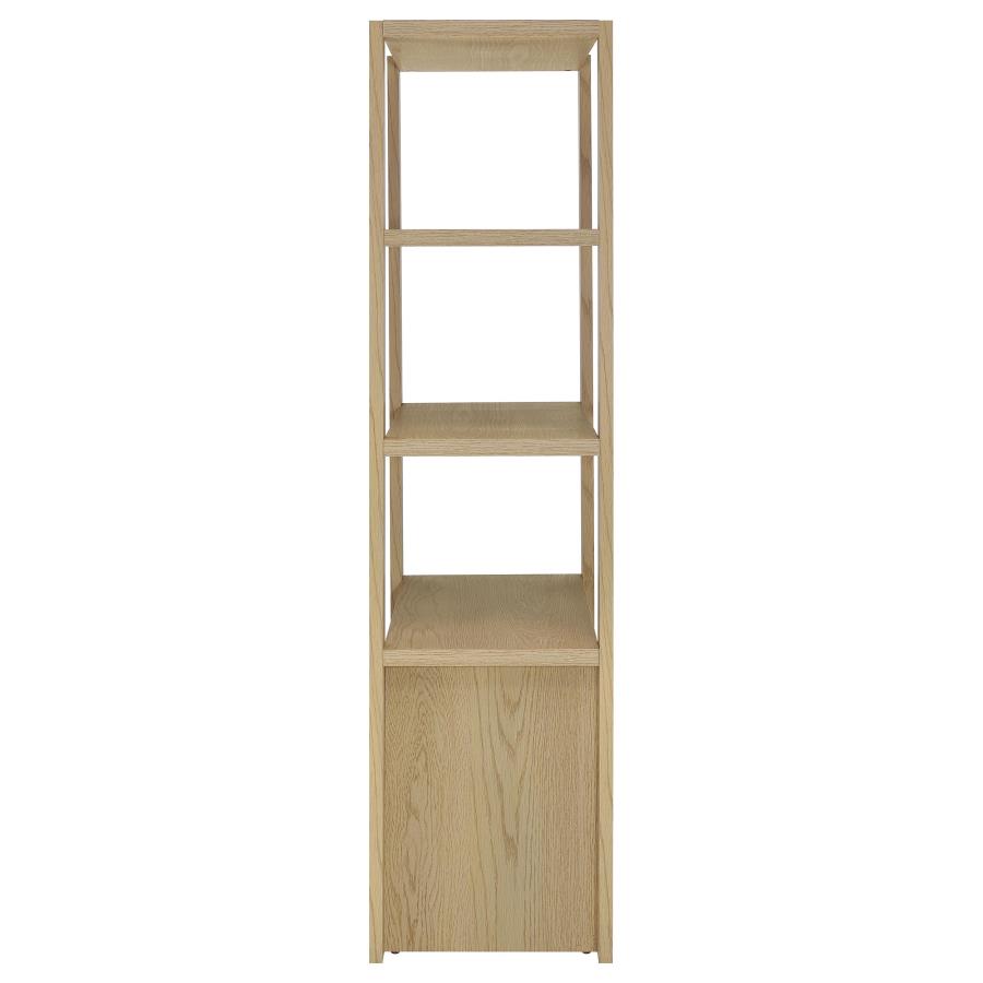 Laurelton 3-Shelf Media Tower Tall Pier Cabinet Light Oak