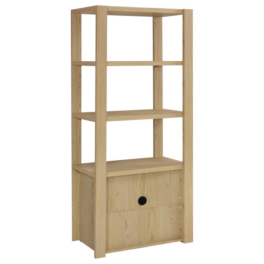 Laurelton 3-Shelf Media Tower Tall Pier Cabinet Light Oak