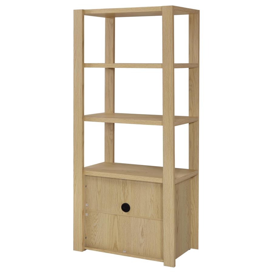 Laurelton 3-Shelf Media Tower Tall Pier Cabinet Light Oak