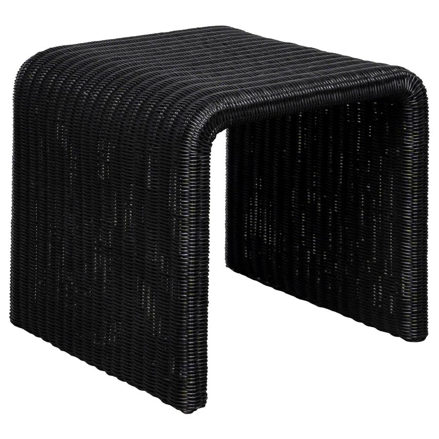 Cahya 2-Piece Rattan Coffee And End Table Set Black
