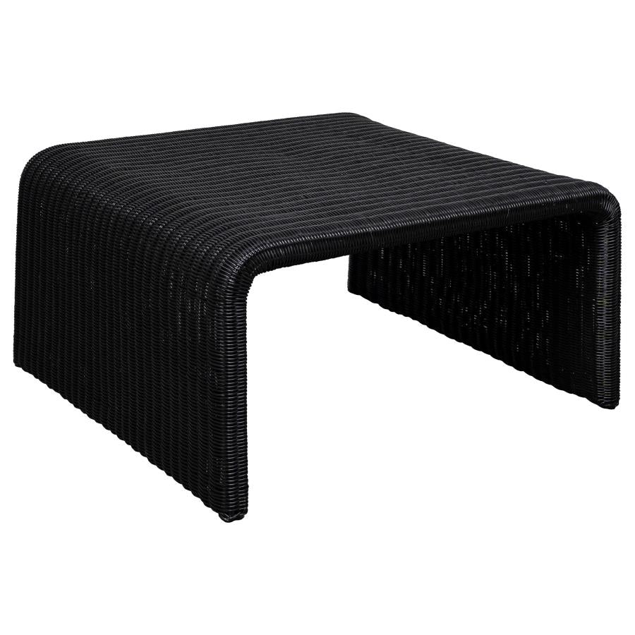 Cahya 2-Piece Rattan Coffee And End Table Set Black