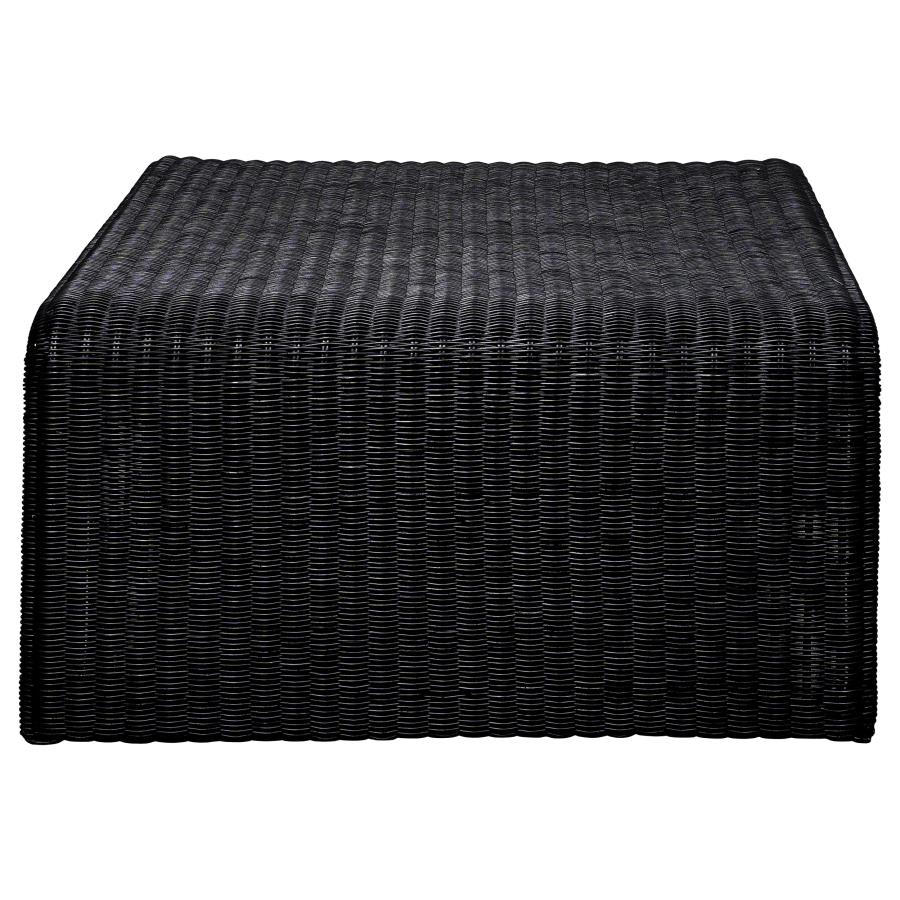 Cahya 2-Piece Rattan Coffee And End Table Set Black
