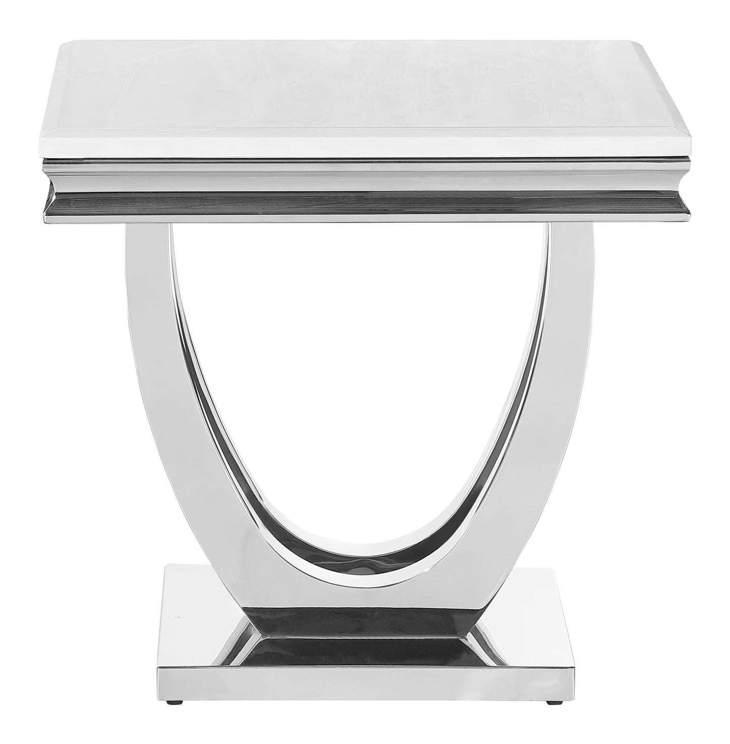 Kerwin U-base Square End Table White and Chrome