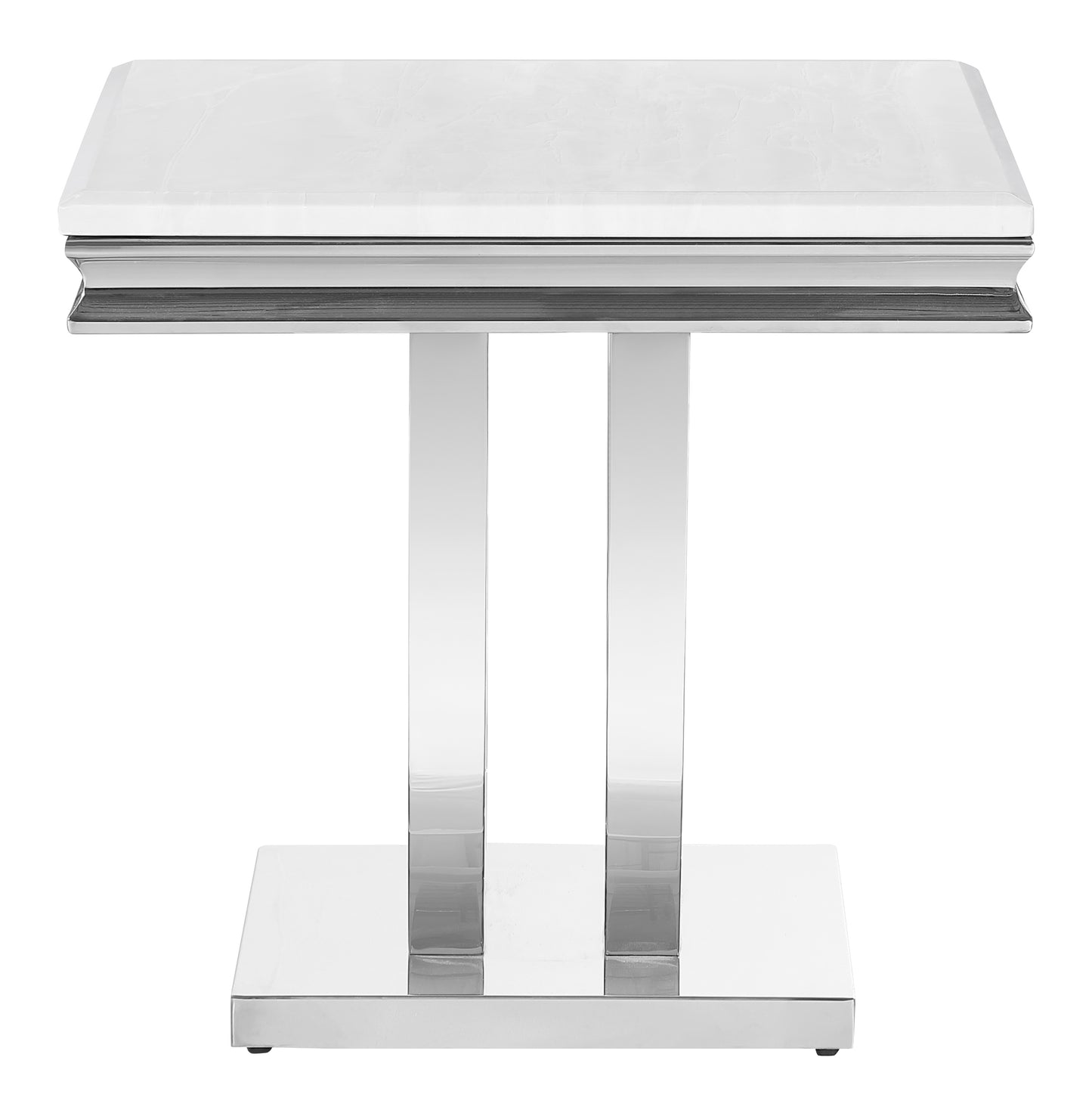 Kerwin U-base Square End Table White and Chrome