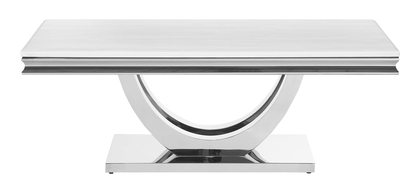 Kerwin U-base Rectangle Coffee Table White and Chrome