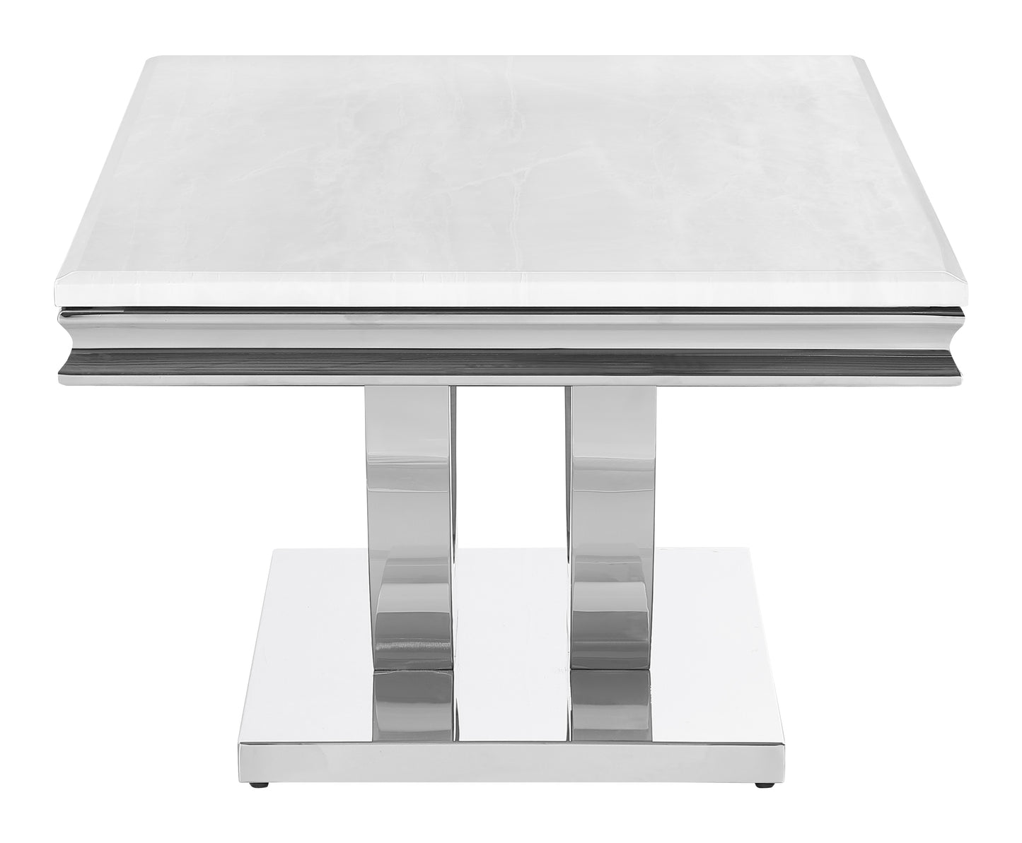 Kerwin U-base Rectangle Coffee Table White and Chrome