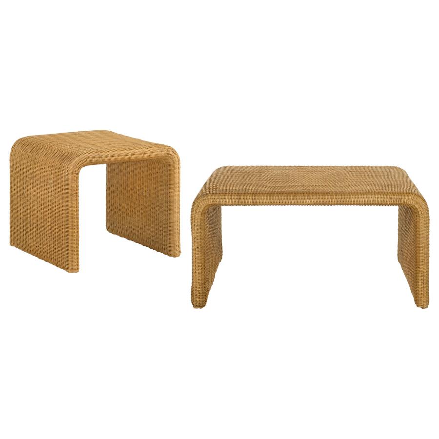 Cahya 2-Piece Rattan Coffee And End Table Set Natural