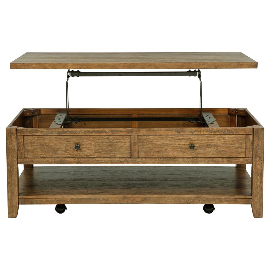 Payne 48-Inch Mobile Lift Top Coffee Table Distressed Brown