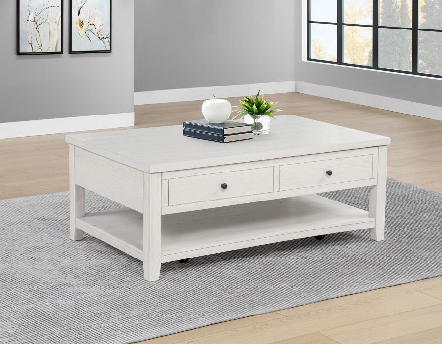 Payne 48-Inch Mobile Lift Top Coffee Table Distressed White
