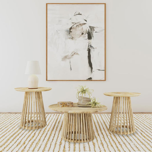 Touhy 3-Piece Round Coffee And End Table Set Natural Mango