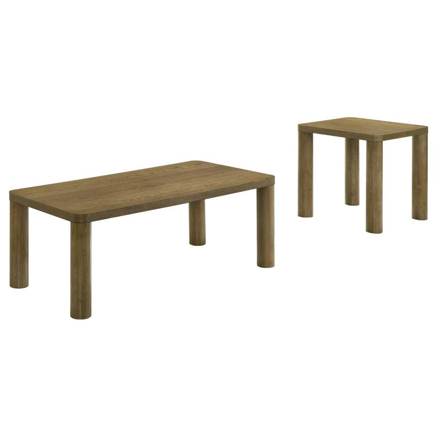 Castlewood 2-Piece Cocktail Coffee Table Set Brown Oak