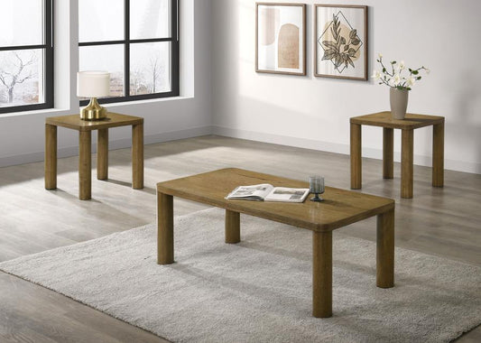 Castlewood 3-Piece Cocktail Coffee Table Set Brown Oak