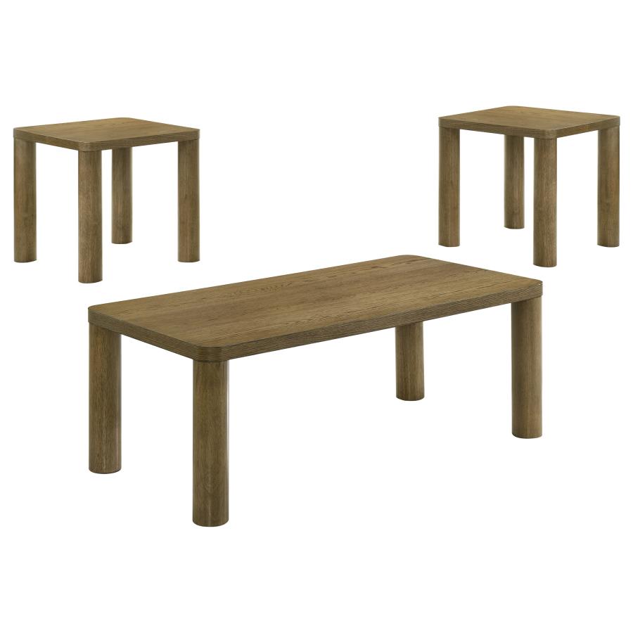 Castlewood 3-Piece Cocktail Coffee Table Set Brown Oak