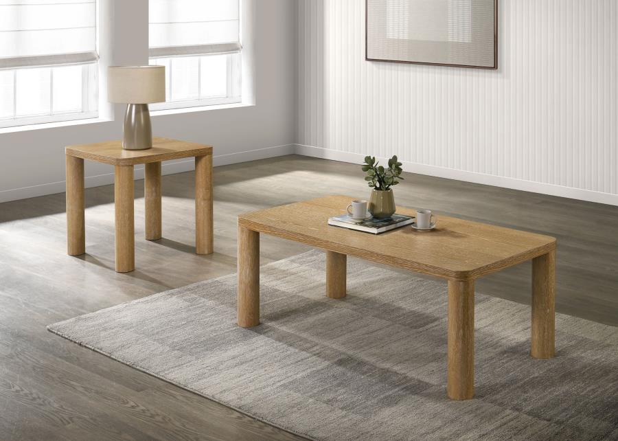 Castlewood 2-Piece Cocktail Coffee Table Set Light Oak