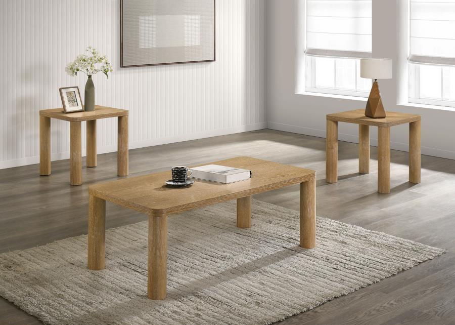 Castlewood 3-Piece Cocktail Coffee Table Set Light Oak
