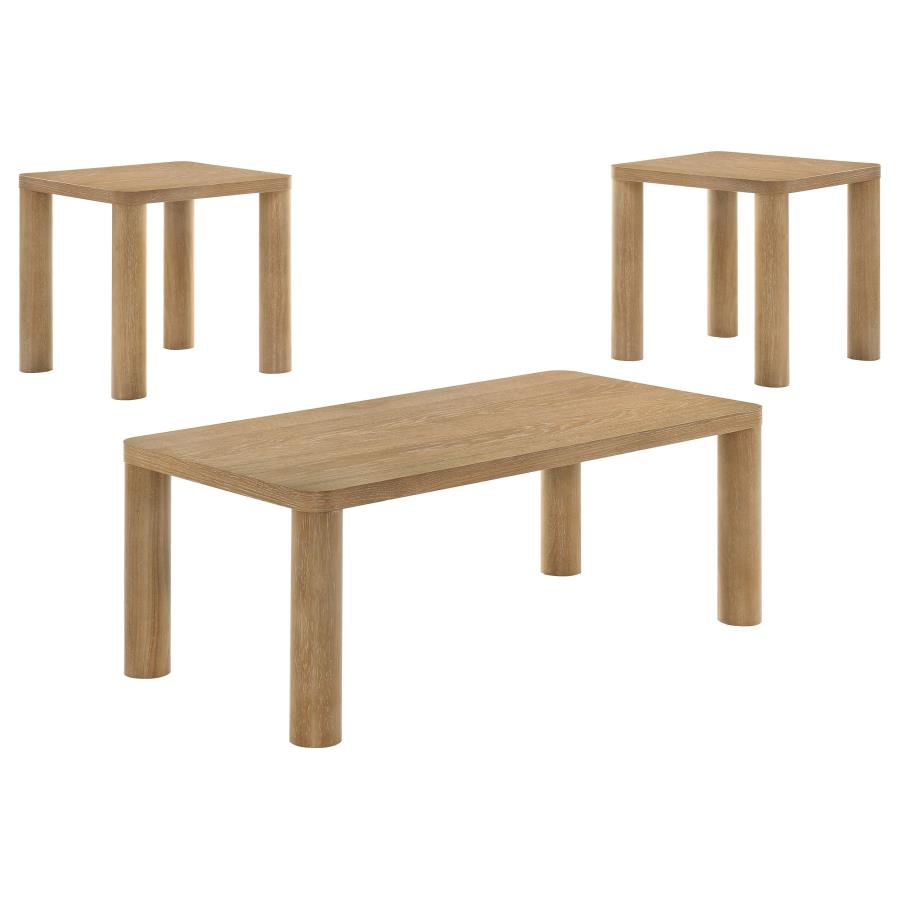 Castlewood 3-Piece Cocktail Coffee Table Set Light Oak