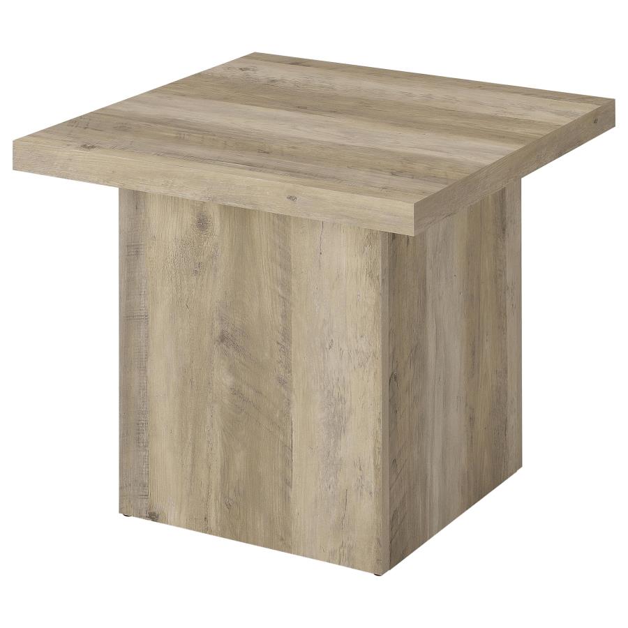 Devar 2-Piece Square Coffee End Table Set Distressed Pine