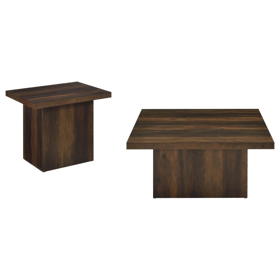 Devar 2-Piece Square Coffee And End Table Set Dark Pine