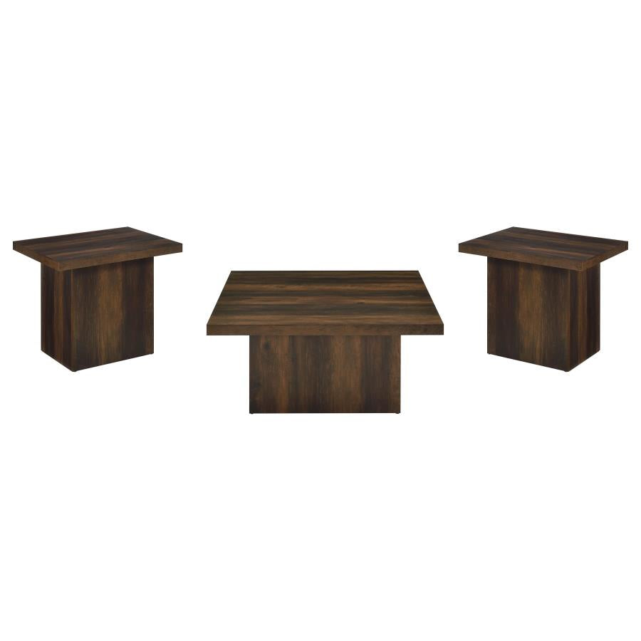 Devar 3-Piece Square Coffee And End Table Set Dark Pine