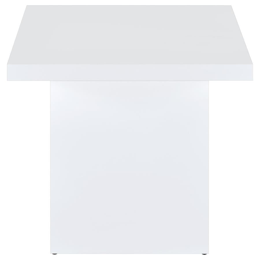 Devar Square Engineered Wood Side End Table White High Gloss