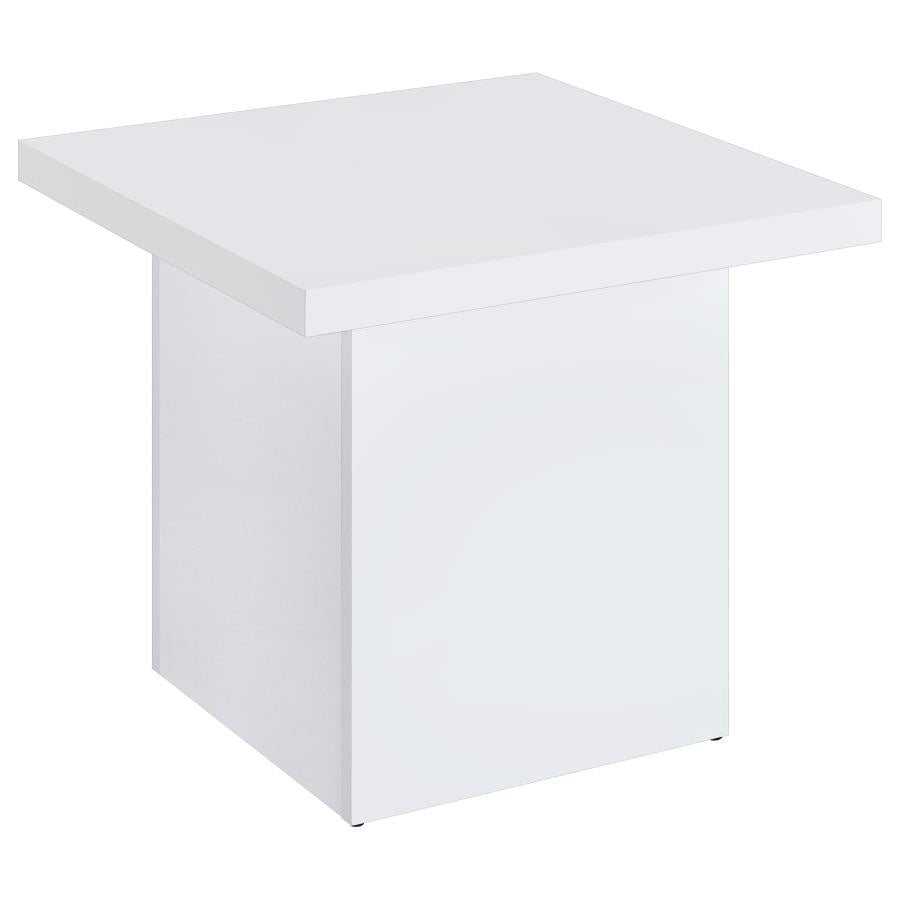 Devar 2-Piece Square Coffee End Table Set White High Gloss