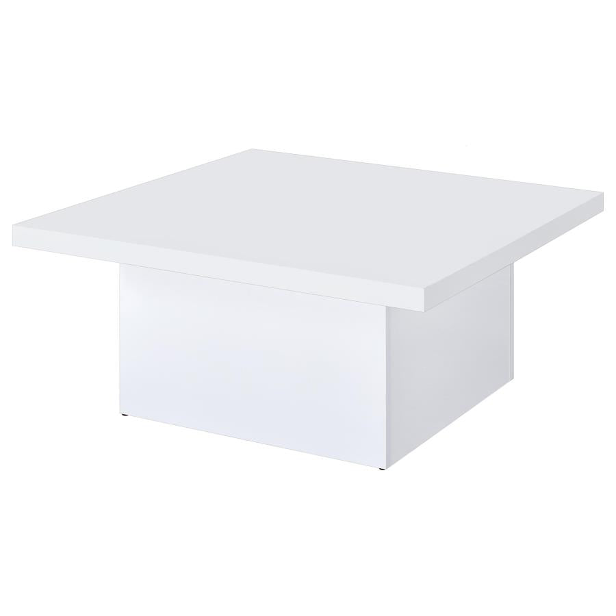 Devar 2-Piece Square Coffee End Table Set White High Gloss